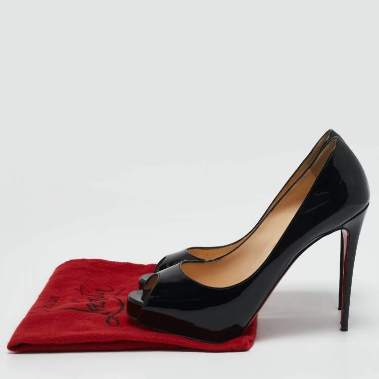 Pre Owned Christian Louboutin Black Patent Leather Very Prive Pumps Size 39