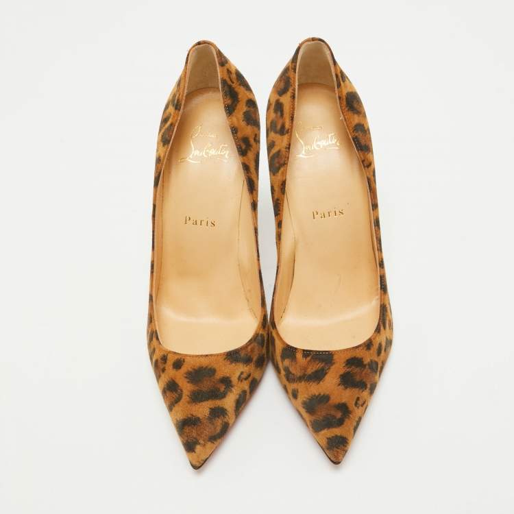 Pre Owned Christian Louboutin Brown Suede Leopard Print So Kate Pumps Size 37.5