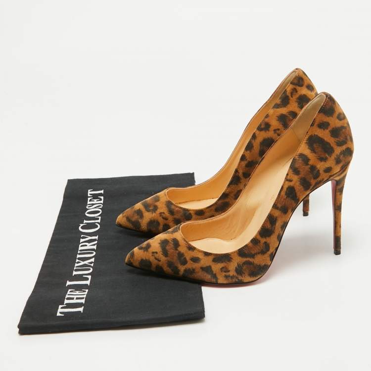 Pre Owned Christian Louboutin Brown Suede Leopard Print So Kate Pumps Size 37.5