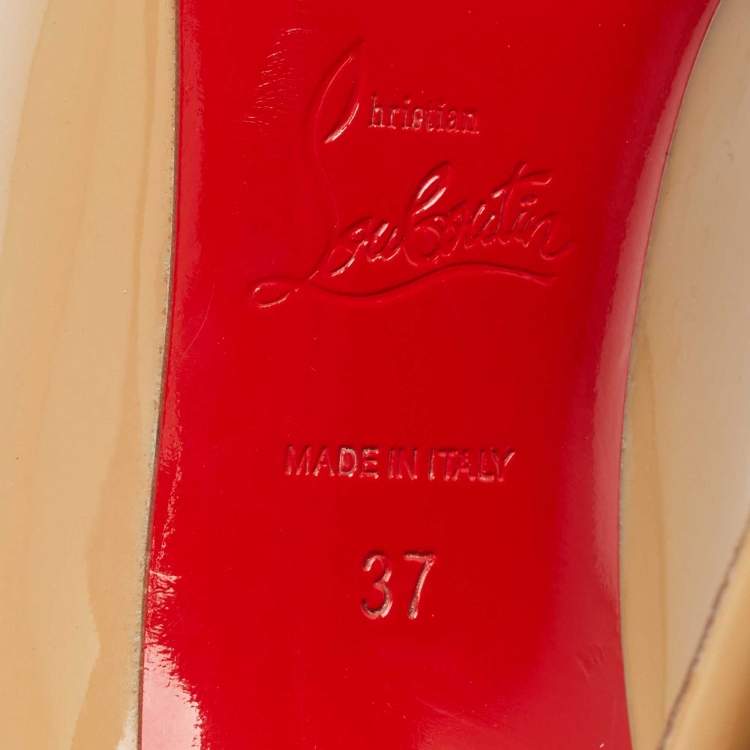 Pre Owned Christian Louboutin Beige Patent Leather Tibur Pumps Size 37
