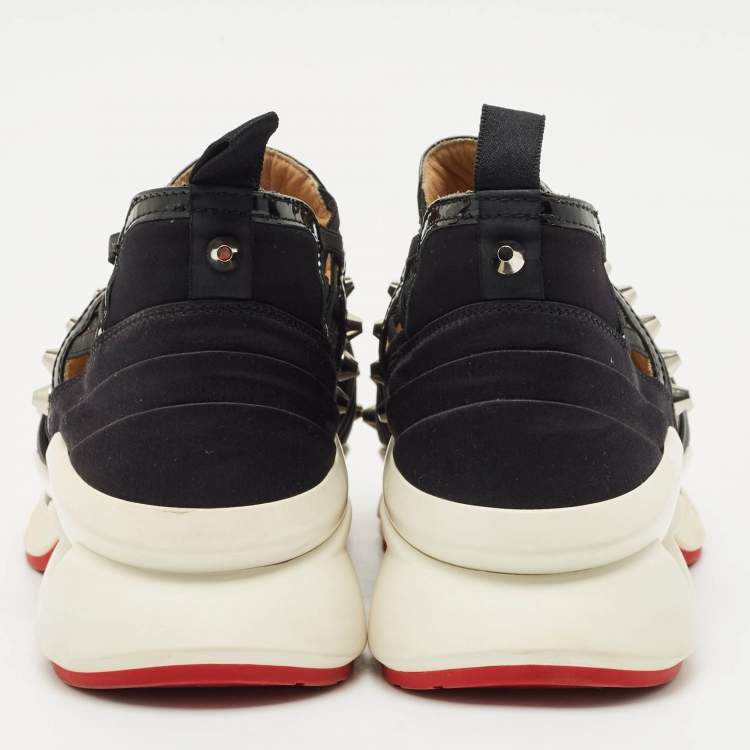 Pre Owned Christian Louboutin Black Neoprene 123 Run Sneakers Size 37.5