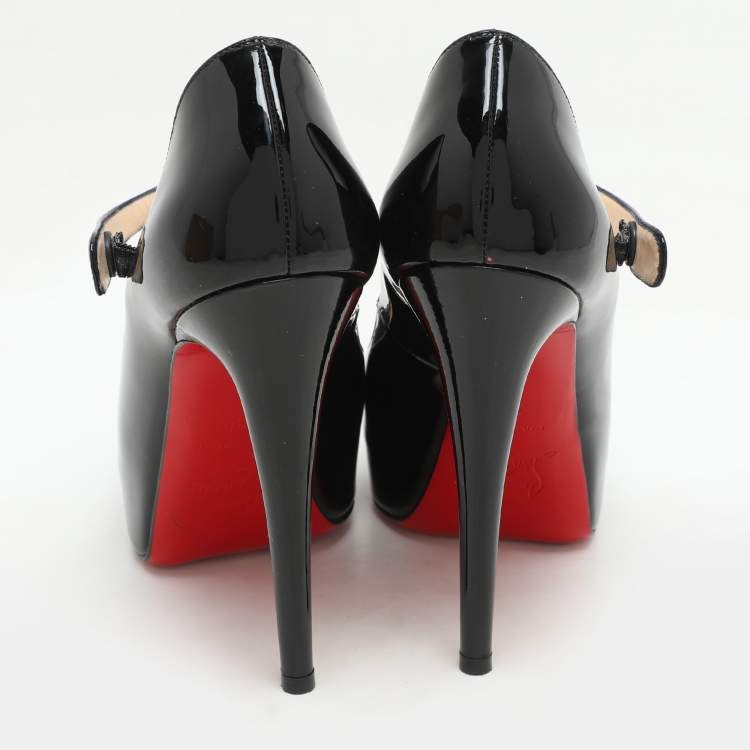 Pre Owned Christian Louboutin Black Patent Leather Jane Vendome Platform Pumps Size 36