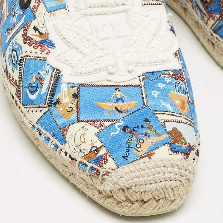 Pre Owned Christian Louboutin Multicolor Canvas Galia Espadrille Flats Size 41