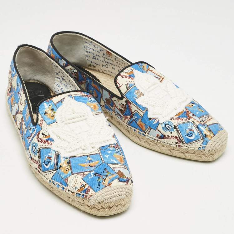 Pre Owned Christian Louboutin Multicolor Canvas Galia Espadrille Flats Size 41