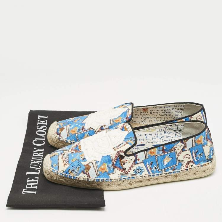 Pre Owned Christian Louboutin Multicolor Canvas Galia Espadrille Flats Size 41