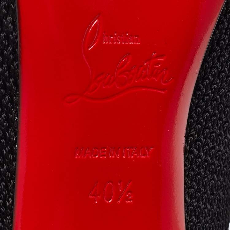 Pre Owned Christian Louboutin Black Knit Fabric and Leather Spikes Dovi Dova Socks Ankle Boots Size 40.5