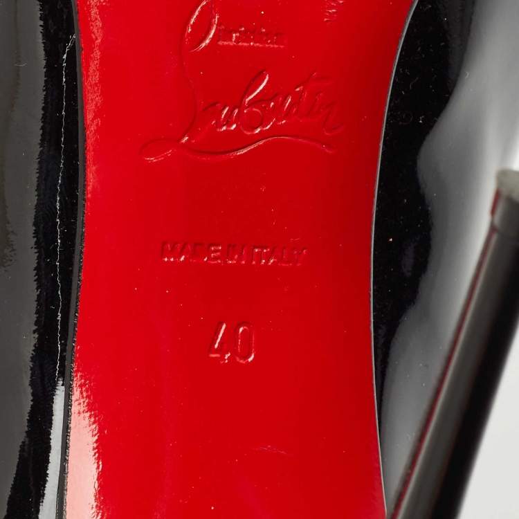 Pre Owned Christian Louboutin Black Patent Leather Doracora Red Heart Pumps Size 40