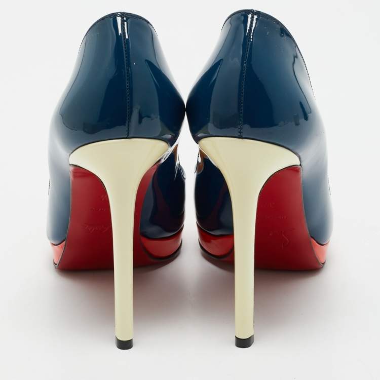 Pre Owned Christian Louboutin Multicolor Patent Leather Pigalle Plato Pumps Size 37.5