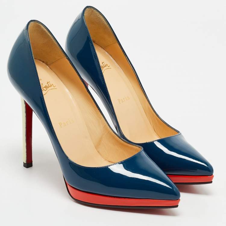 Pre Owned Christian Louboutin Multicolor Patent Leather Pigalle Plato Pumps Size 37.5