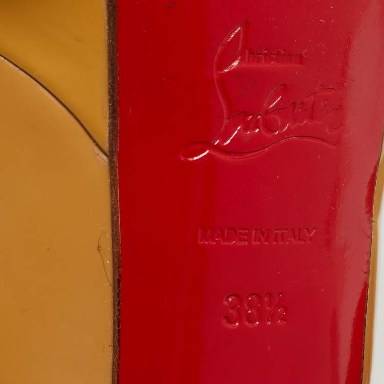Pre Owned Christian Louboutin Beige Patent Leather Bianca Platform Pumps Size 38.5