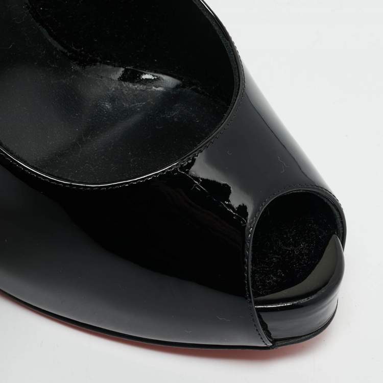 Pre Owned Christian Louboutin Black Patent Leather Hot Chick Alta Pumps Size 40.5