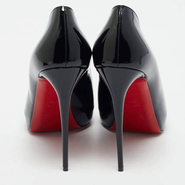 Pre Owned Christian Louboutin Black Patent Leather Hot Chick Alta Pumps Size 40.5