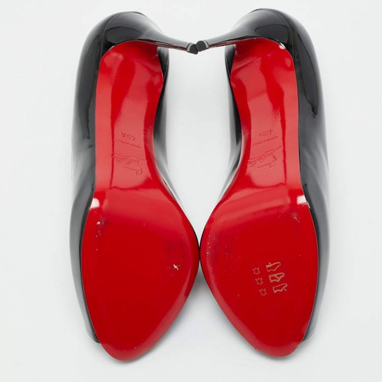 Pre Owned Christian Louboutin Black Patent Leather Hot Chick Alta Pumps Size 40.5