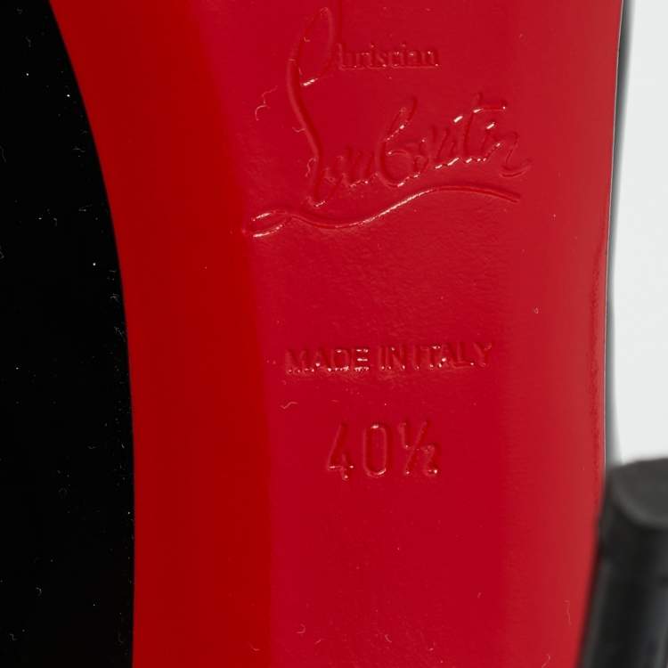 Pre Owned Christian Louboutin Black Patent Leather Hot Chick Alta Pumps Size 40.5