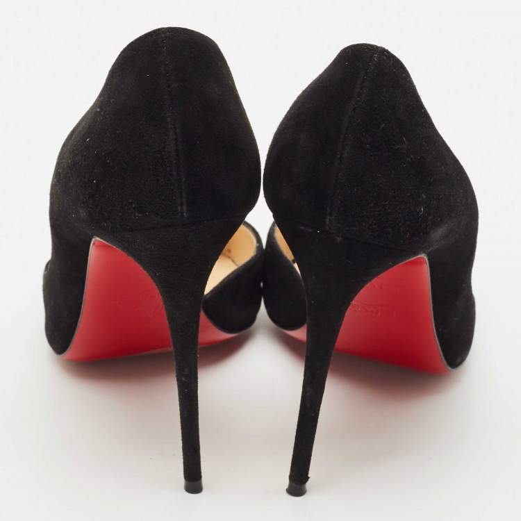 Pre Owned Christian Louboutin Black Velvet Iriza Pointed Toe D'orsay Pumps Size 39