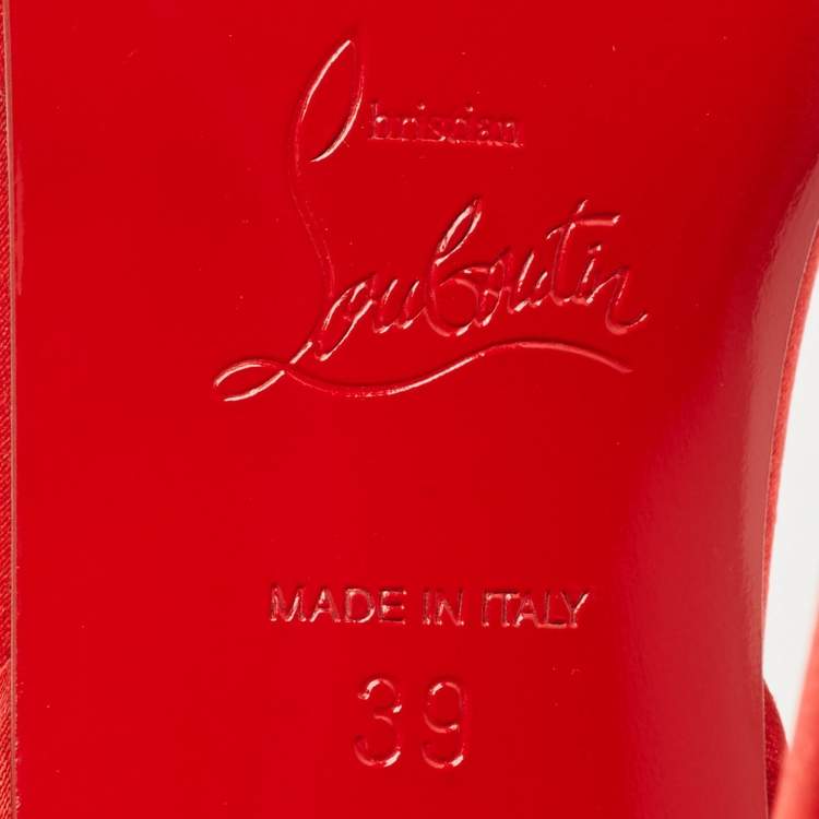 Pre Owned Christian Louboutin Red Satin Tres Frais Sandals Size 39