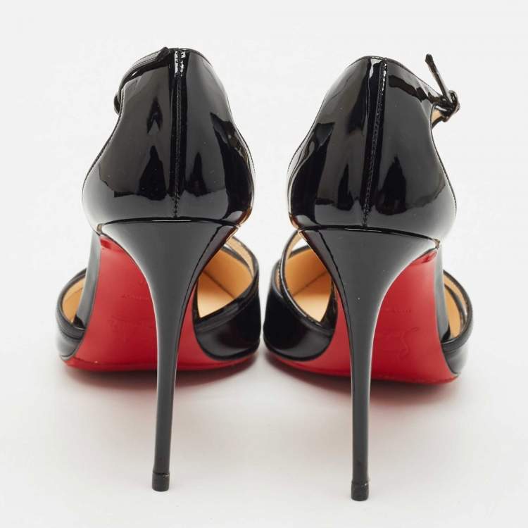 مملوكة مسبقًا Christian Louboutin Black Patent Leather Cross Blake D'orsay Pumps Size 39