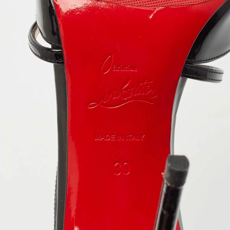 مملوكة مسبقًا Christian Louboutin Black Patent Leather Cross Blake D'orsay Pumps Size 39