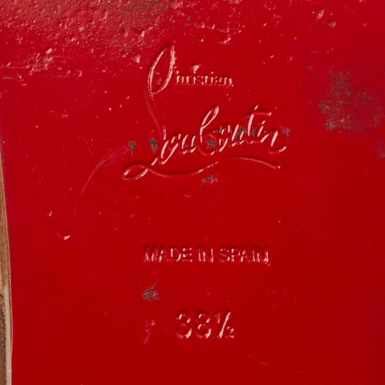 Pre Owned Christian Louboutin Brown Logo Canvas and Leather Crossimule Flat Slides Size 38.5