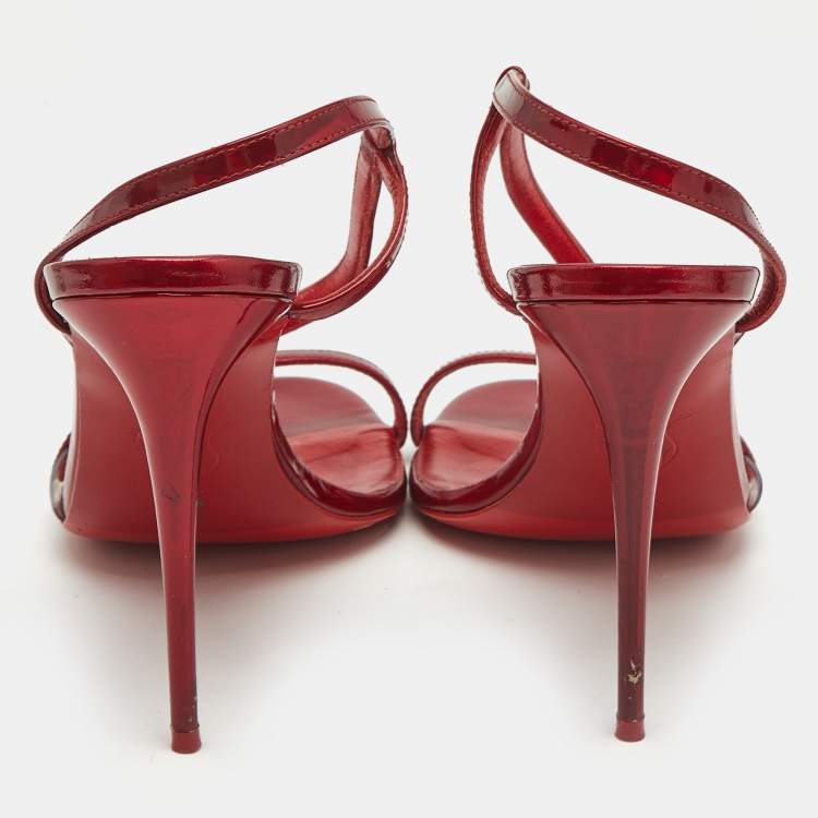 Pre Owned Christian Louboutin Red Patent Leather Rosalie Sandals Size 40
