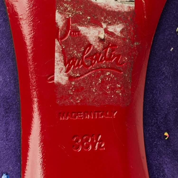 Pre Owned Christian Louboutin Purple Suede Crystal Embellished Gravitanita Pumps Size 38.5