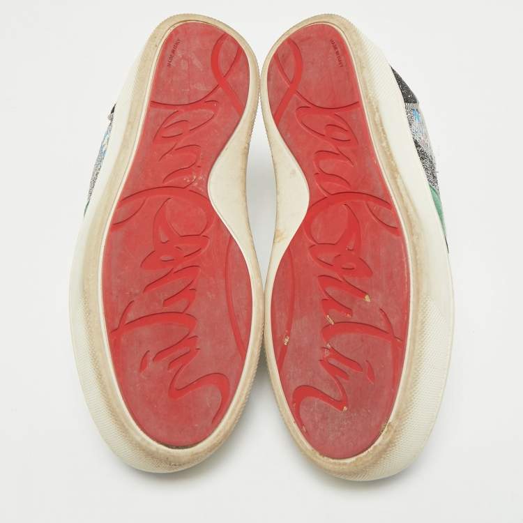 Pre Owned Christian Louboutin Multicolor Leather and Sequin Happyrui Sneakers Size 39