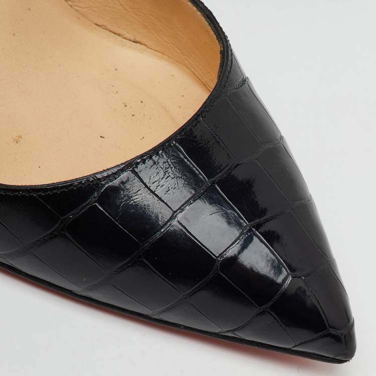 Pre Owned Christian Louboutin Black Crocodile Leather Pigalle Pumps Size 39.5
