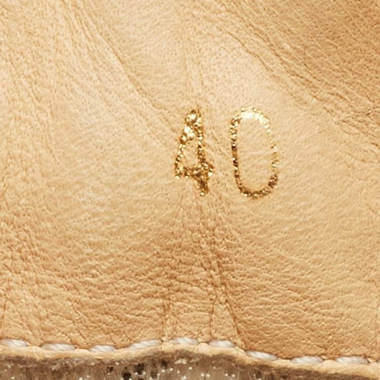 Pre Owned Christian Louboutin Cream Leather and Mesh Vieira Lace Up Sneakers Size 40
