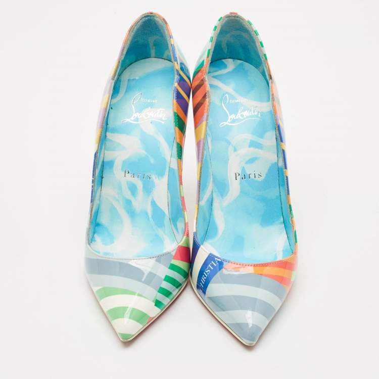Pre Owned Christian Louboutin Multicolor Printed Patent Leather Hot Chick Pumps Size 36