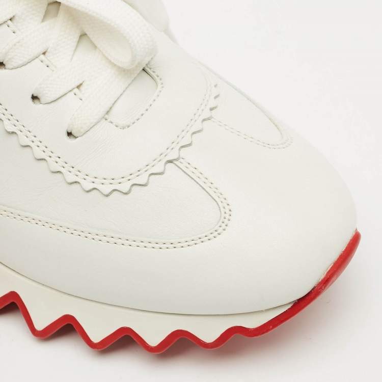 Pre Owned Christian Louboutin White Leather Loubishark Sneakers Size 38