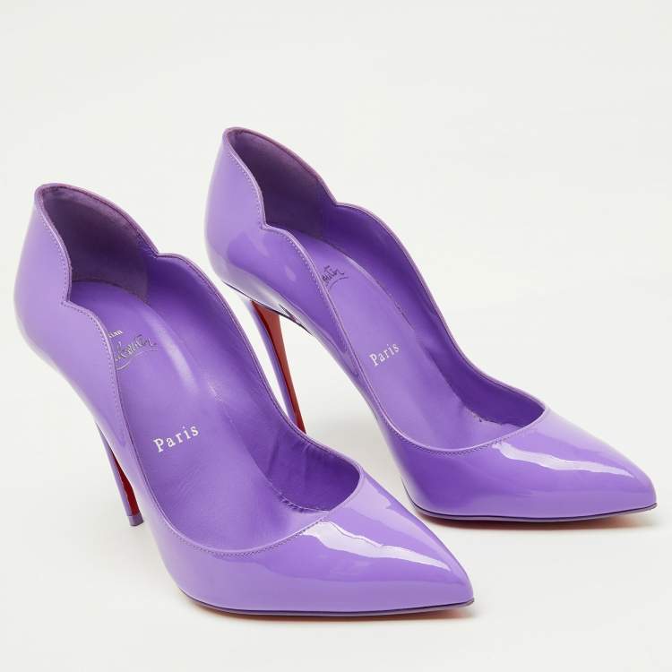 Pre Owned Christian Louboutin Purple Patent Leather Hot Chick Pumps Size 38.5