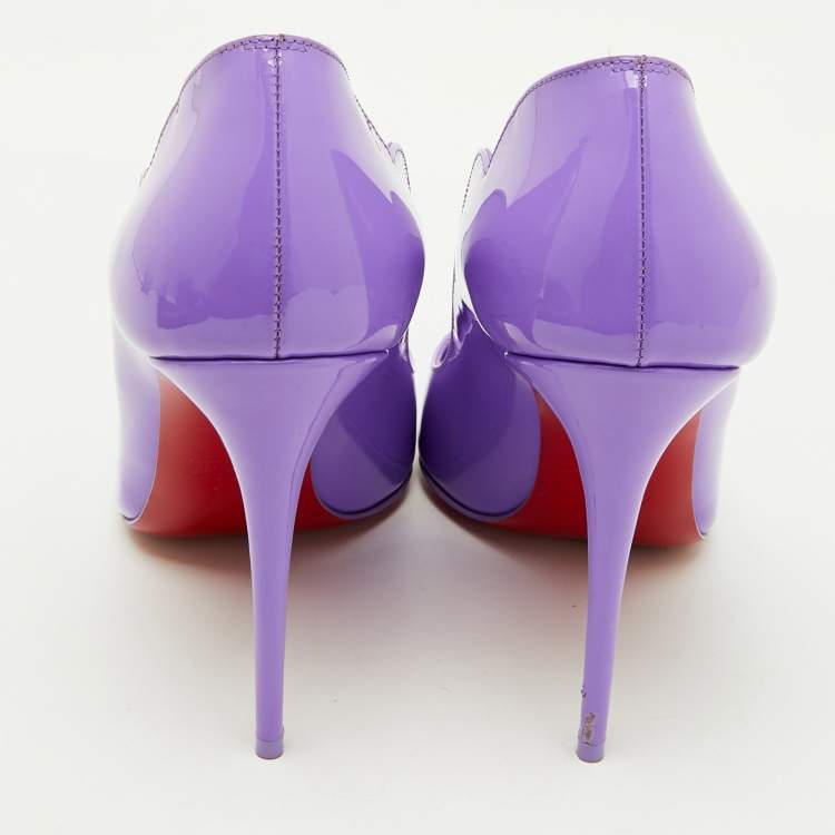 Pre Owned Christian Louboutin Purple Patent Leather Hot Chick Pumps Size 38.5