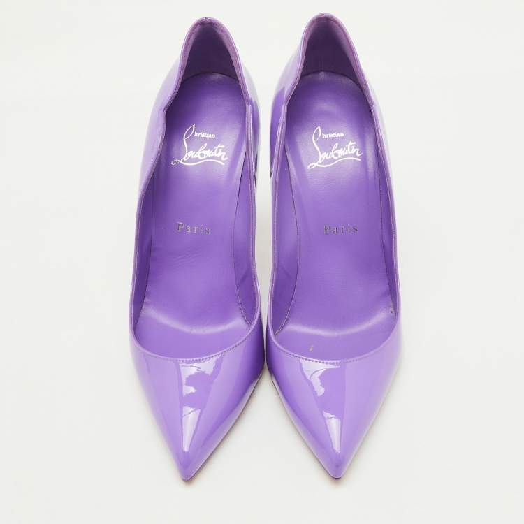 Pre Owned Christian Louboutin Purple Patent Leather Hot Chick Pumps Size 38.5