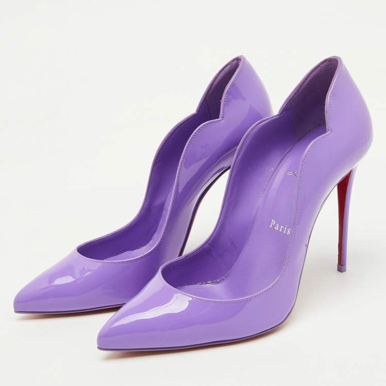 Pre Owned Christian Louboutin Purple Patent Leather Hot Chick Pumps Size 38.5