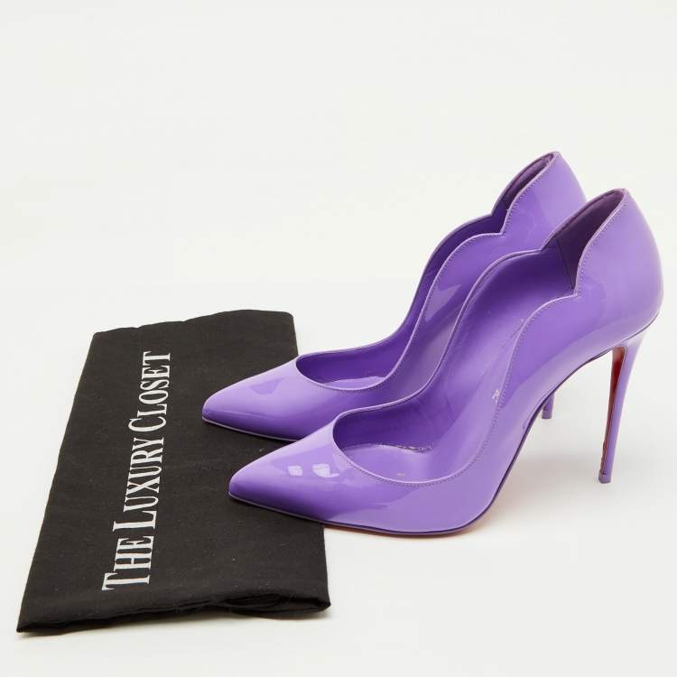 Pre Owned Christian Louboutin Purple Patent Leather Hot Chick Pumps Size 38.5