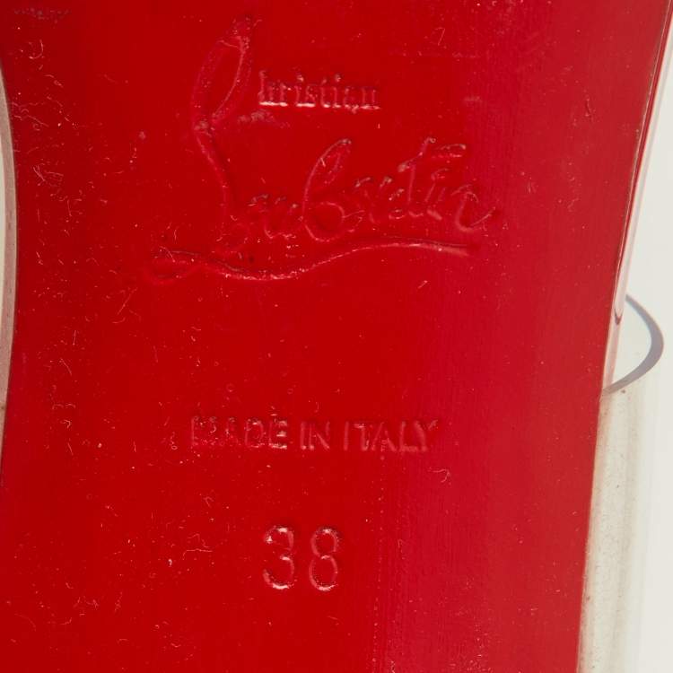 Pre Owned Christian Louboutin Transparent PVC Just Nothing Slide Sandals Size 38