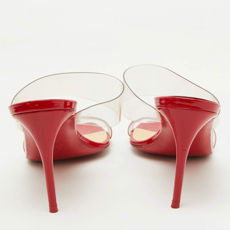 Pre Owned Christian Louboutin Transparent PVC Just Nothing Slide Sandals Size 38