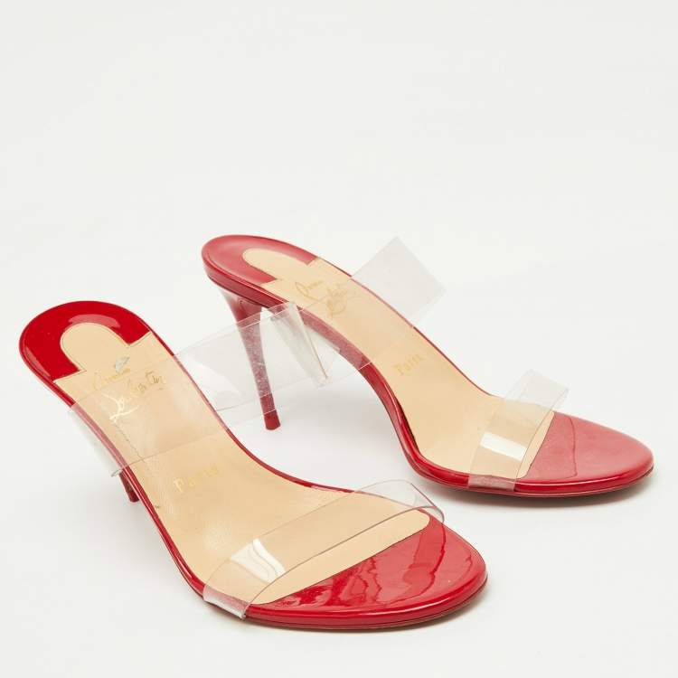 Pre Owned Christian Louboutin Transparent PVC Just Nothing Slide Sandals Size 38