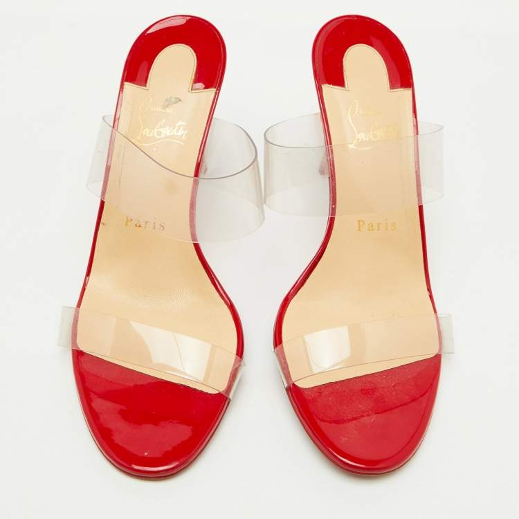 Pre Owned Christian Louboutin Transparent PVC Just Nothing Slide Sandals Size 38