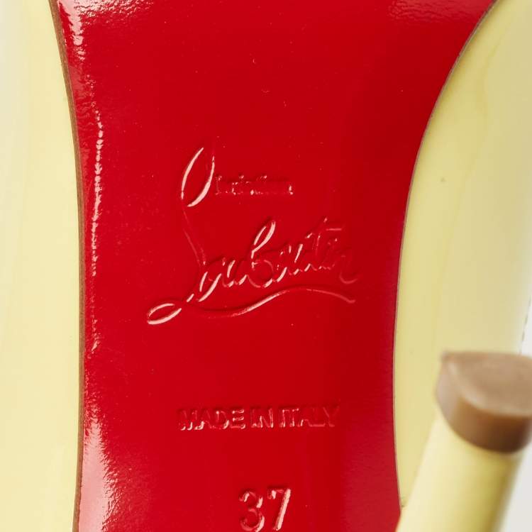Pre Owned Christian Louboutin Yellow Patent Leather Pigalle Pumps Size 37