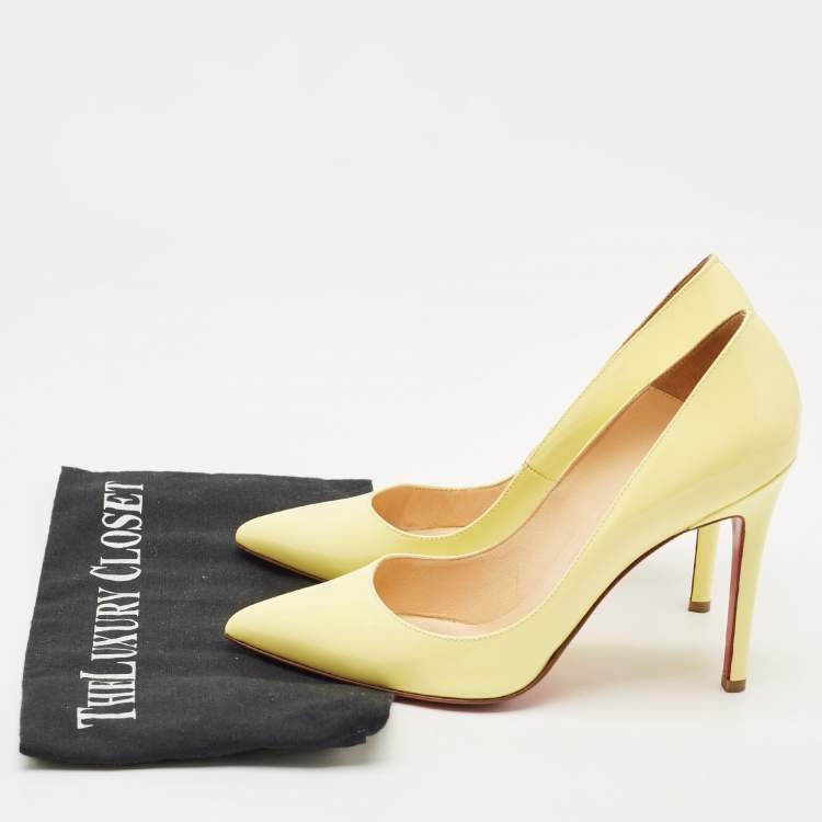 Pre Owned Christian Louboutin Yellow Patent Leather Pigalle Pumps Size 37