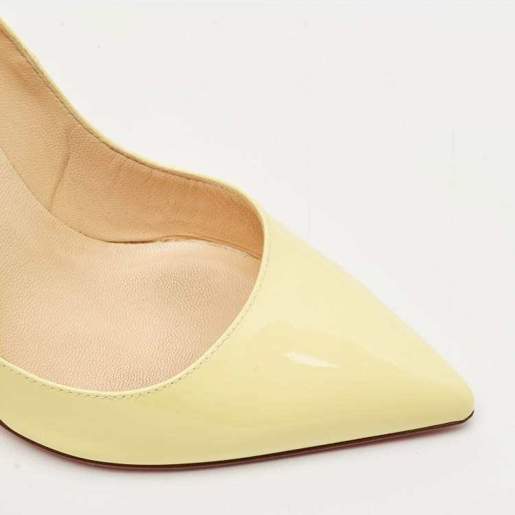 Pre Owned Christian Louboutin Yellow Patent Leather Pigalle Pumps Size 37