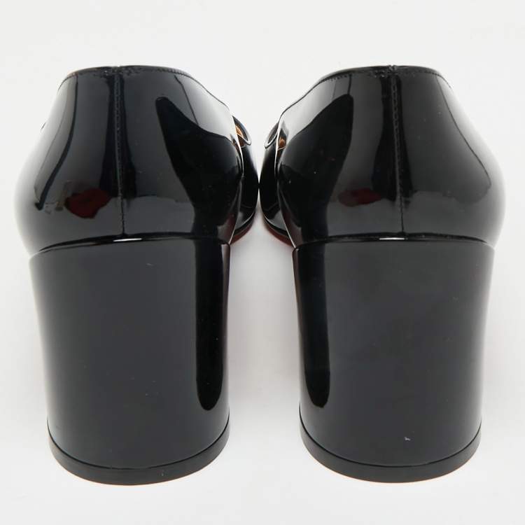 Pre Owned Christian Louboutin Black Patent Leather Miss Sab Pumps Size 39.5