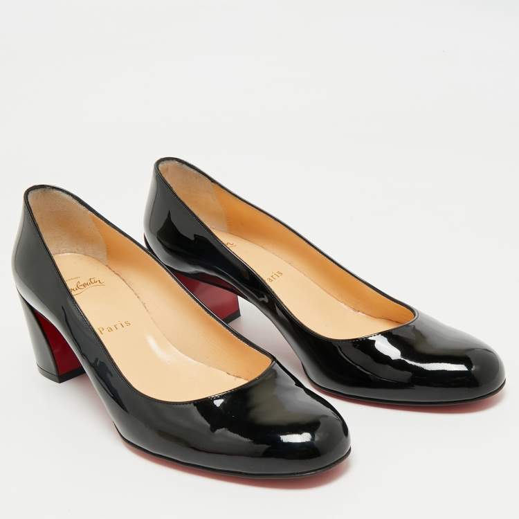 Pre Owned Christian Louboutin Black Patent Leather Miss Sab Pumps Size 39.5
