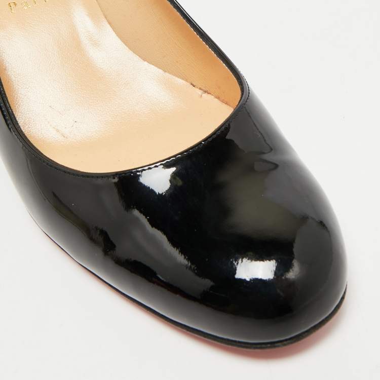 Pre Owned Christian Louboutin Black Patent Leather Miss Sab Pumps Size 39.5