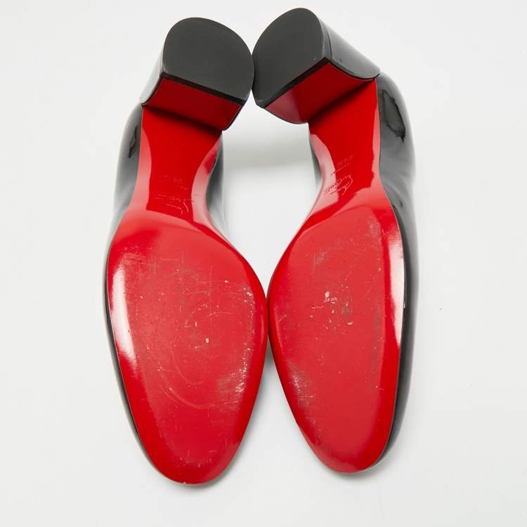 Pre Owned Christian Louboutin Black Patent Leather Miss Sab Pumps Size 39.5