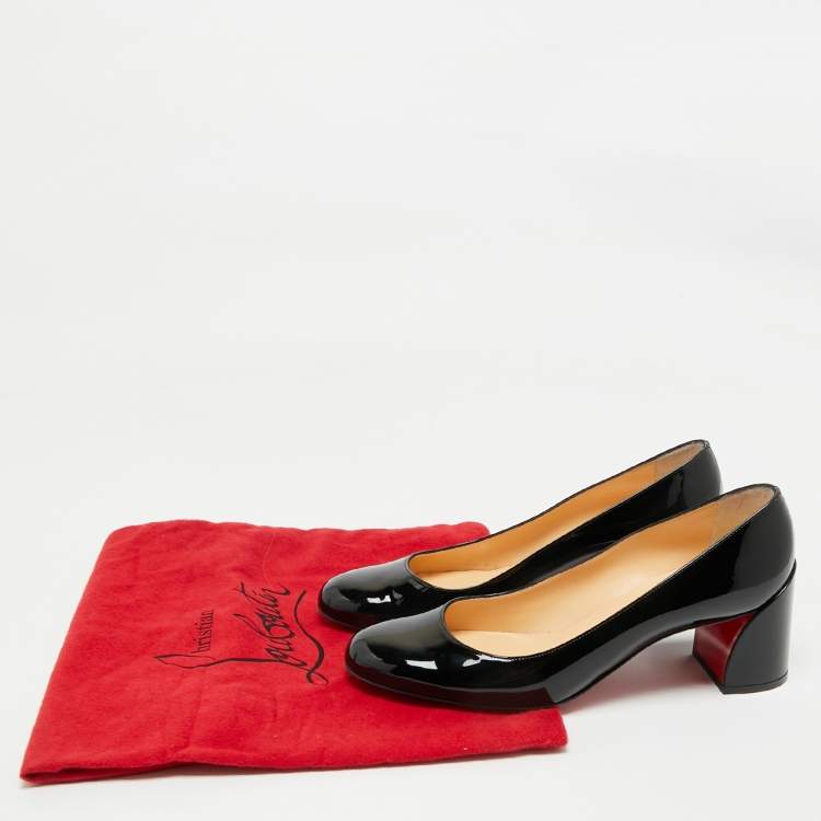 Pre Owned Christian Louboutin Black Patent Leather Miss Sab Pumps Size 39.5