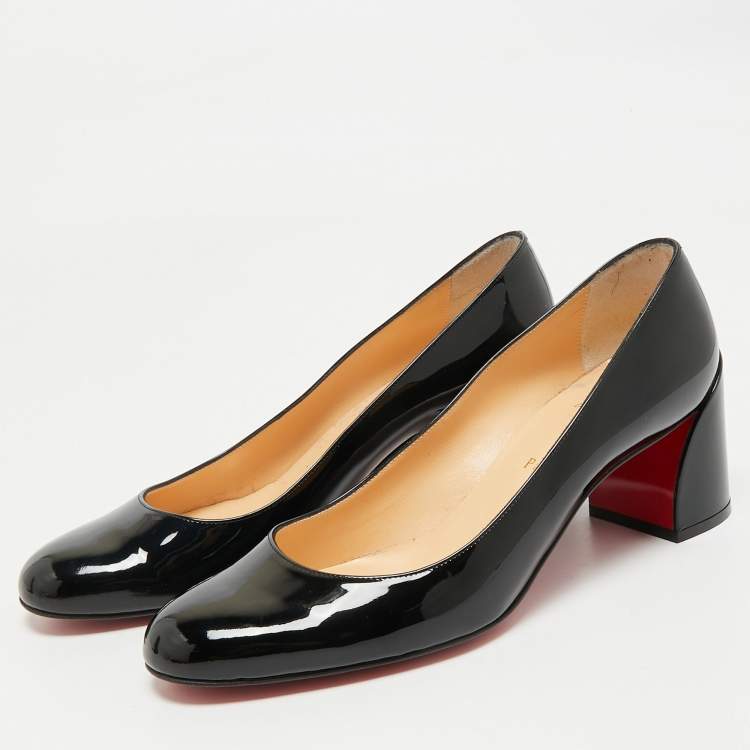 Pre Owned Christian Louboutin Black Patent Leather Miss Sab Pumps Size 39.5