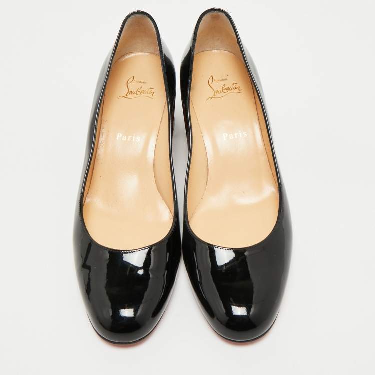 Pre Owned Christian Louboutin Black Patent Leather Miss Sab Pumps Size 39.5