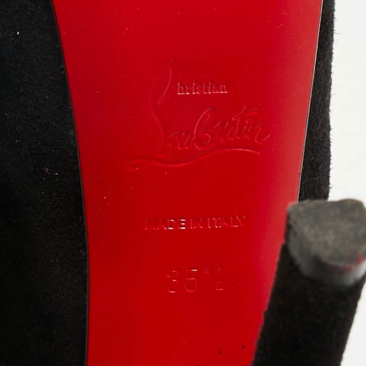 Pre Owned Christian Louboutin Black Suede Lady Daf Mary Jane Pumps Size 35.5